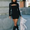 Princess Polly Lyvia Long Sleeve Mini Dress Black Black
