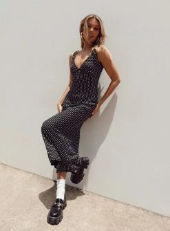 Princess Polly Nellie Maxi Dress Black Polka Dot Black Polka Dot
