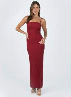 Princess Polly Buella Midi Dress Burgundy Burgundy