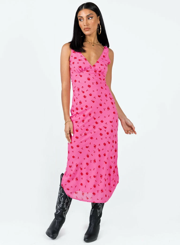 Princess Polly Sariah Midi Dress Pink Floral Pink - Image 8