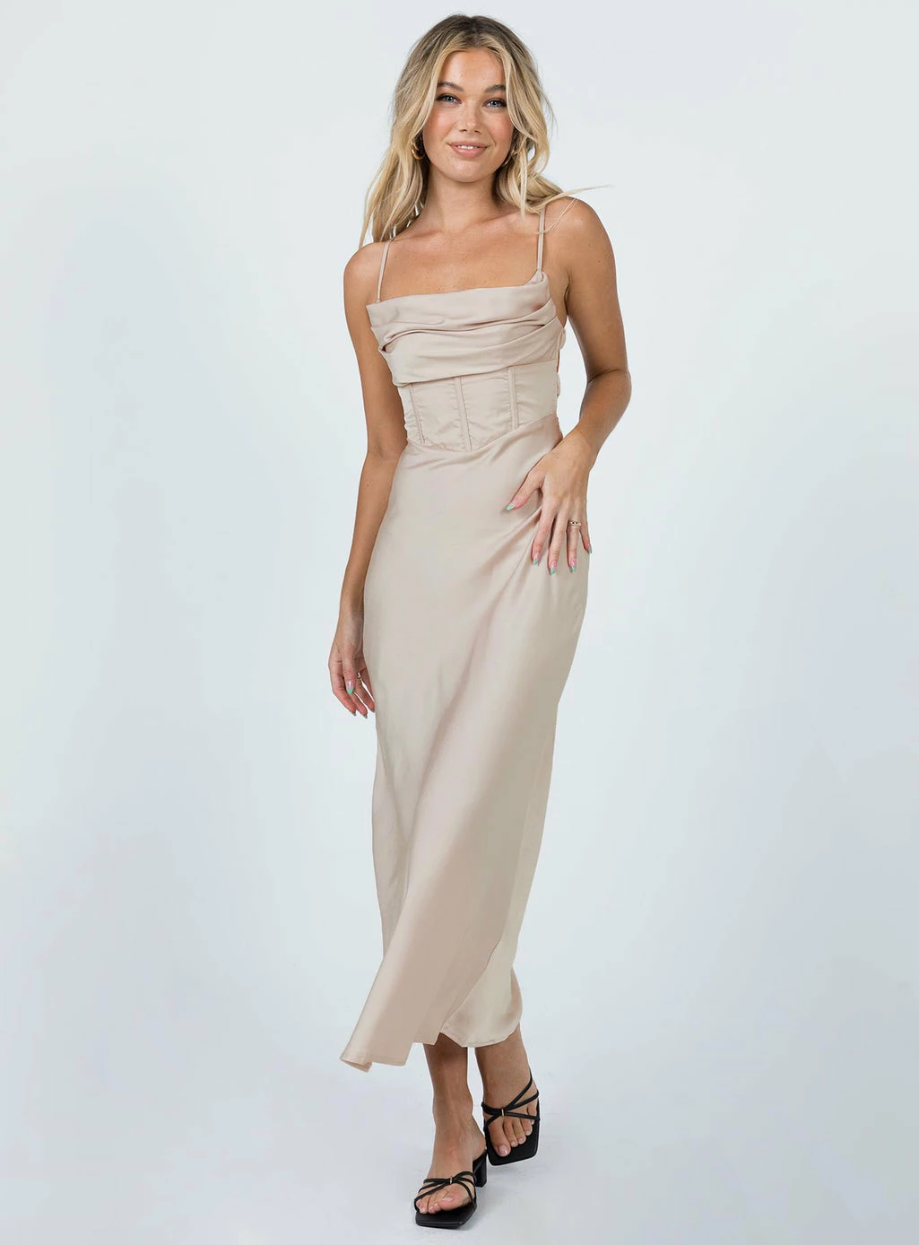 Princess Polly Lillie Midi Dress Beige Beige - Image 3