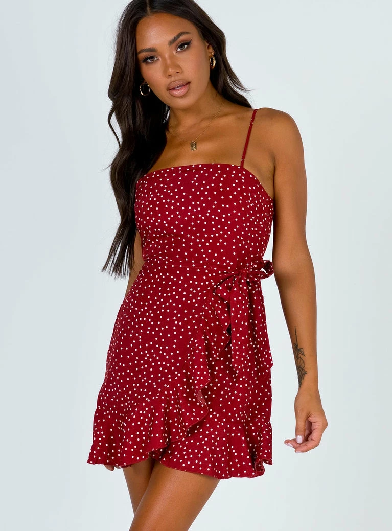 Princess Polly Caesura Mini Dress Wine Wine - Image 9