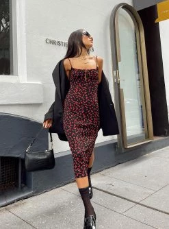 Princess Polly Noda Midi Dress Black/Red Black/Red