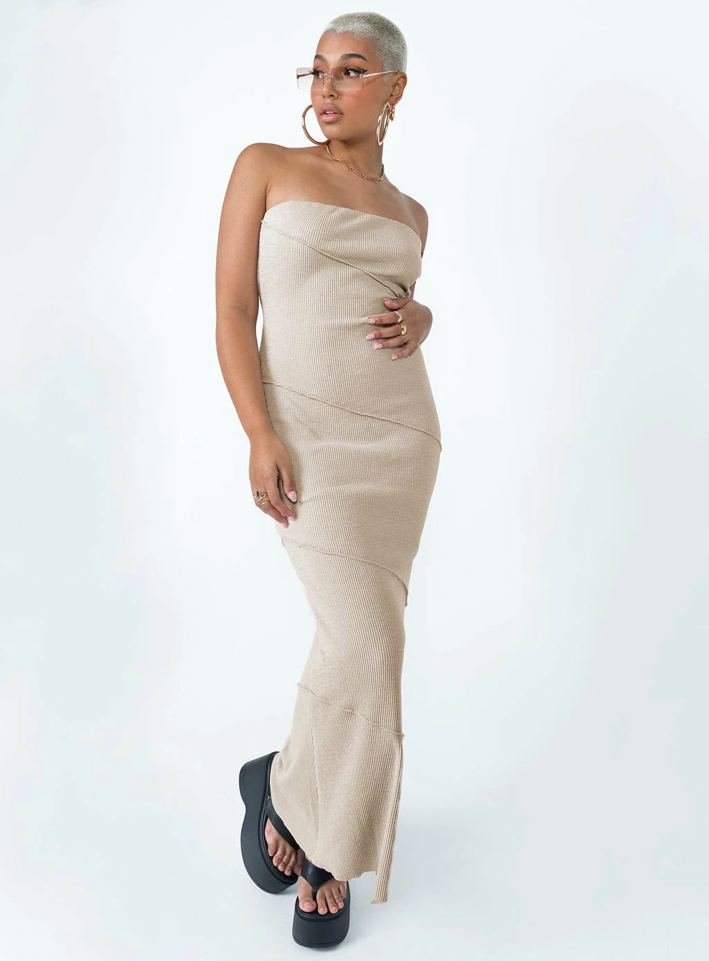 Princess Polly Oscar Midi Dress Beige Beige - Image 7