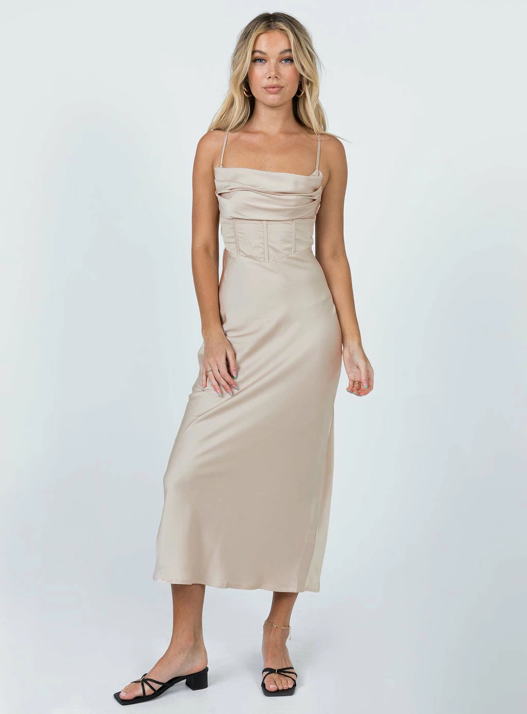 Princess Polly Lillie Midi Dress Beige Beige - Image 4