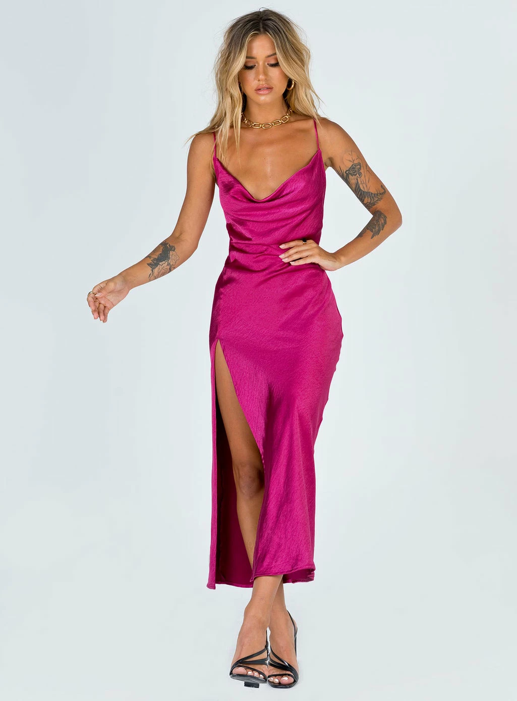 Lioness Walk The Line Midi Dress Magenta Magenta - Image 3