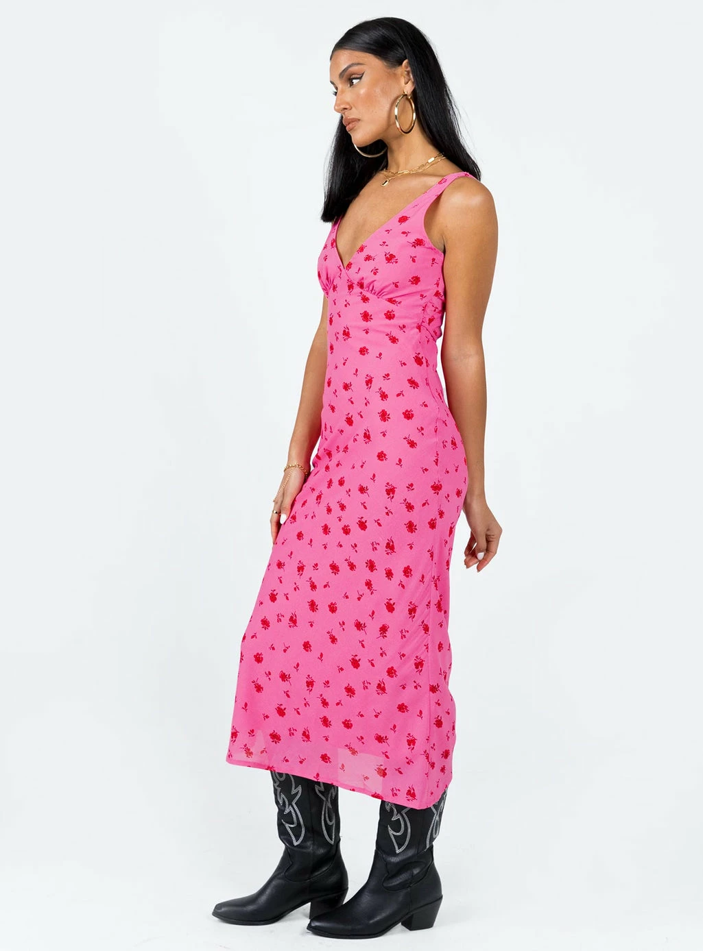 Princess Polly Sariah Midi Dress Pink Floral Pink - Image 4