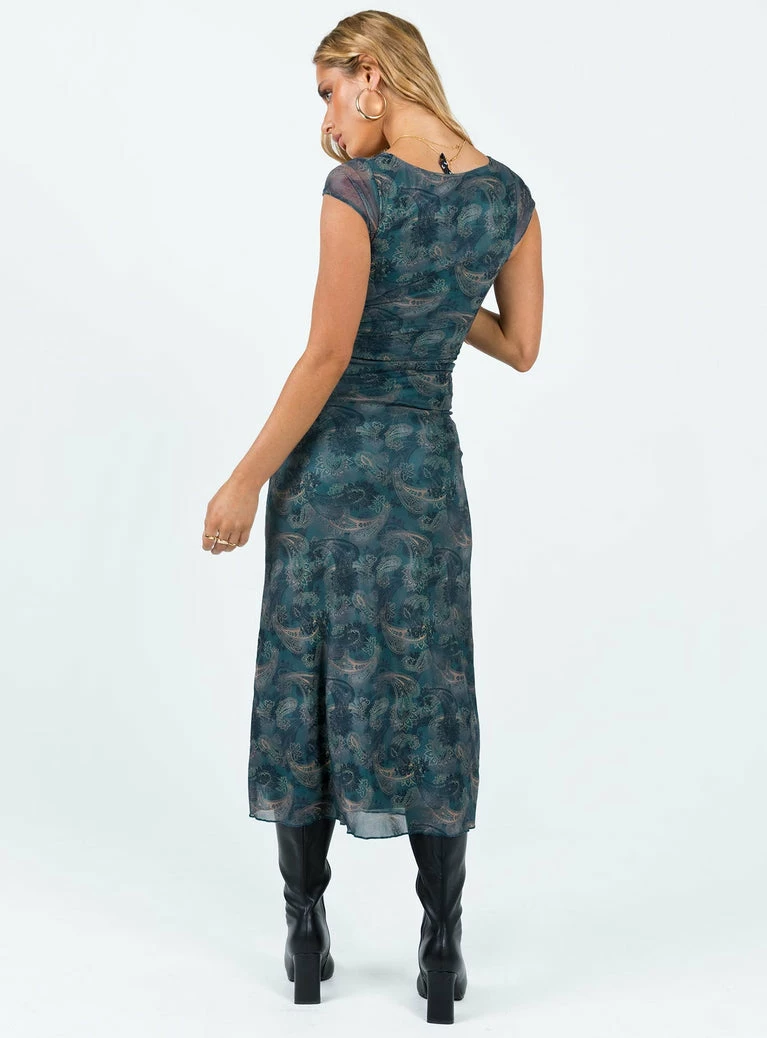 Motel Lunama Dress Tonal Blue Paisley Blue - Image 11