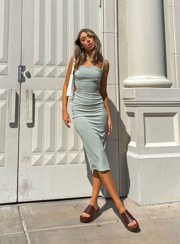 Princess Polly Lainey Midi Dress Sage Sage 8 Princess Polly Lainey Midi Dress Sage Sage - Image 8