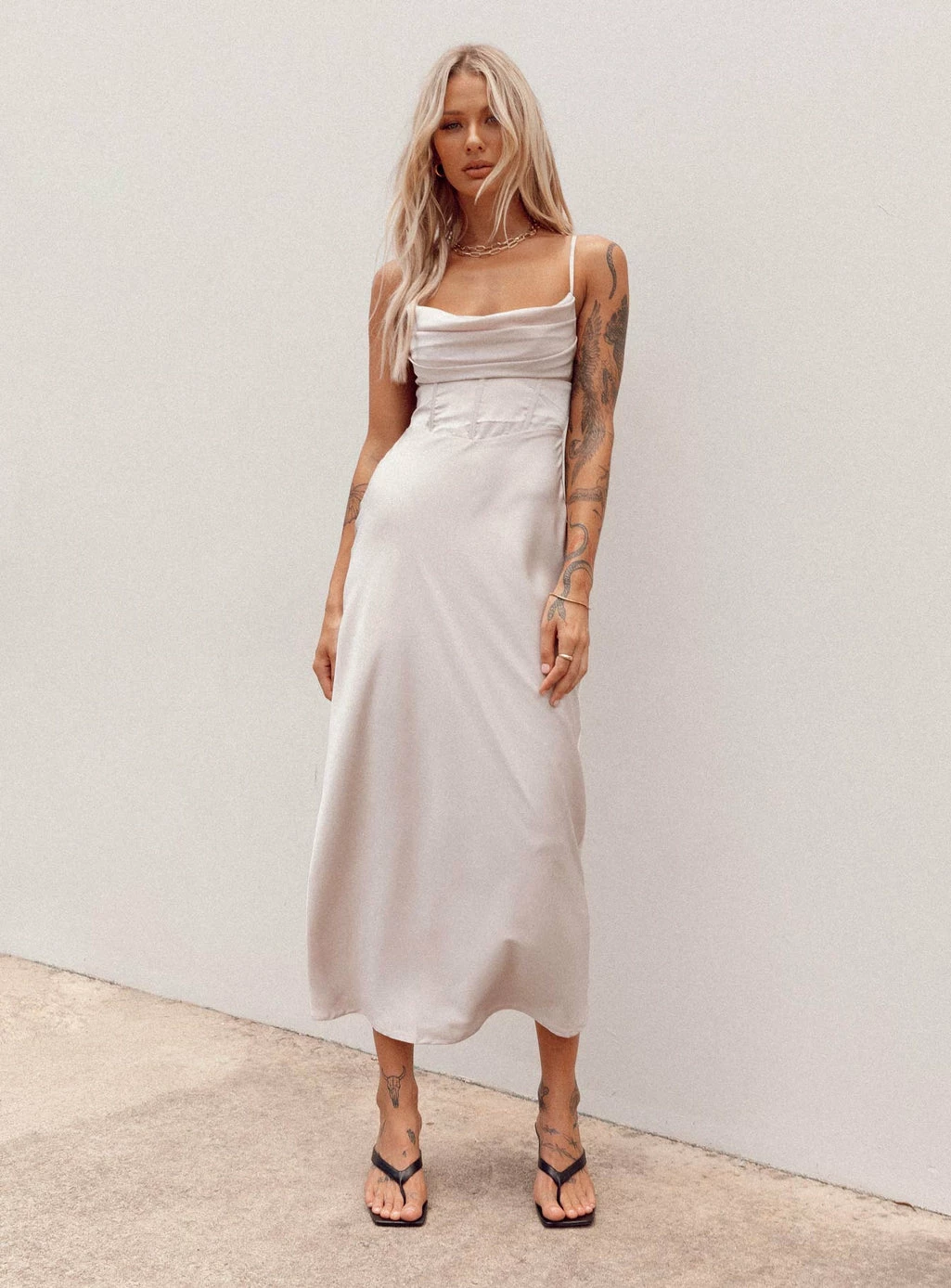 Princess Polly Lillie Midi Dress Beige Beige - Image 2