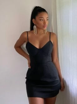 Princess Polly Novella Mini Dress Black Black