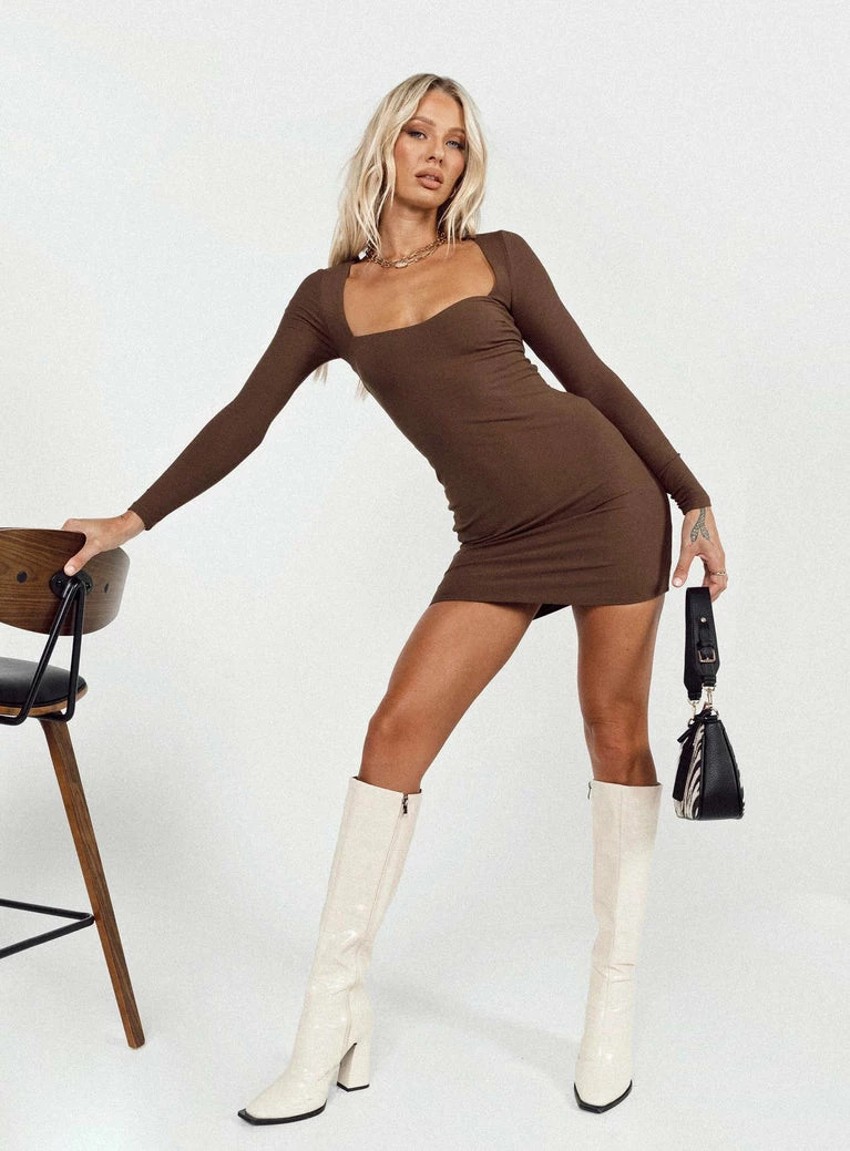 Princess Polly Nolan Mini Dress Brown Brown - Image 8