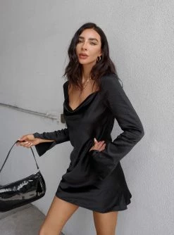 Princess Polly Lower Impact Star Power Mini Dress Black Black